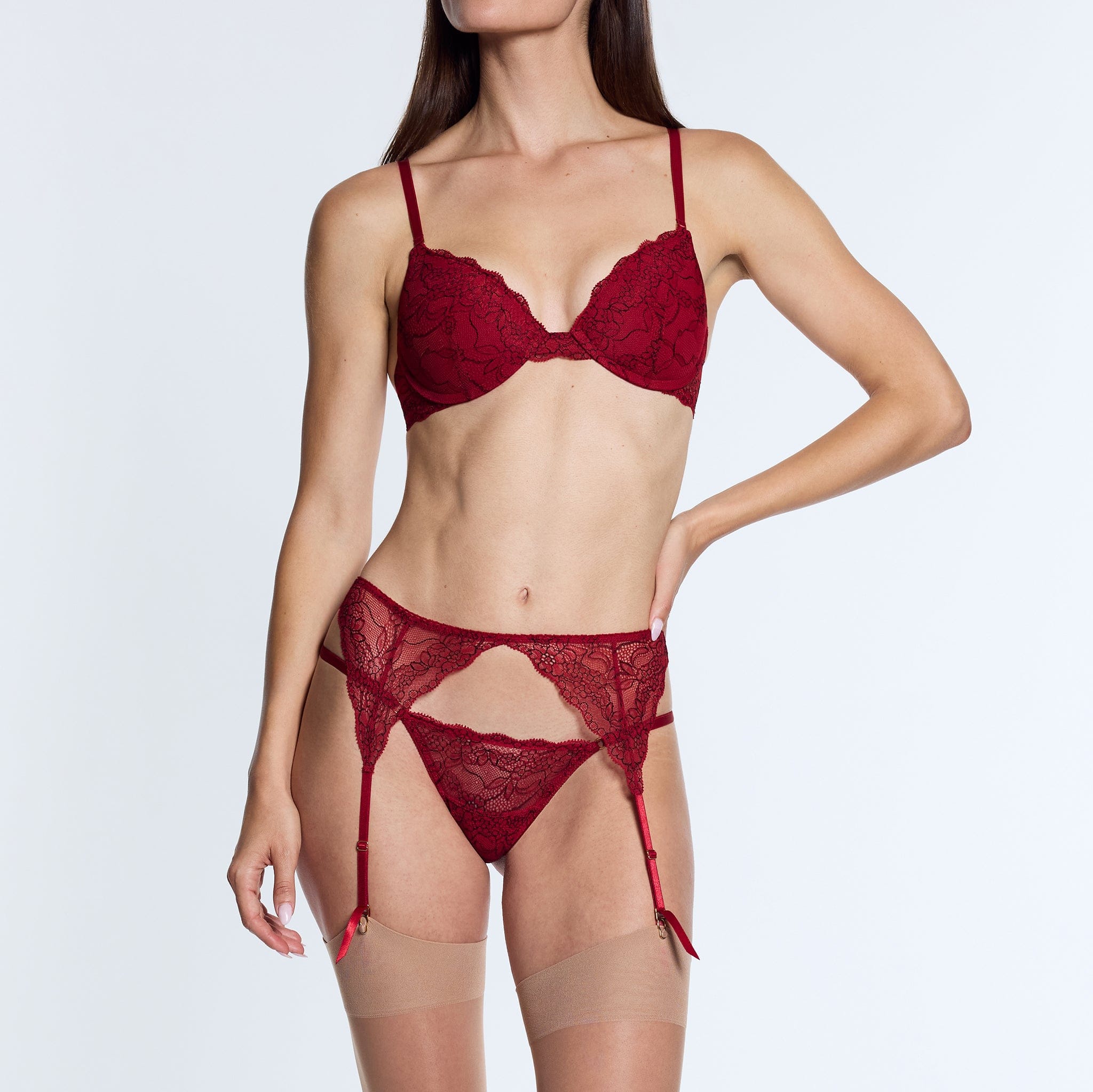 All Over Lace Lift Up Bra Scarlet Two-Tone - Image 9