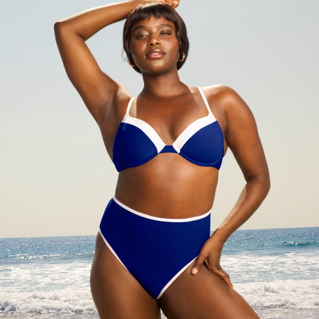High Waisted Bikini Bottom Ribbed Capri - Image 2