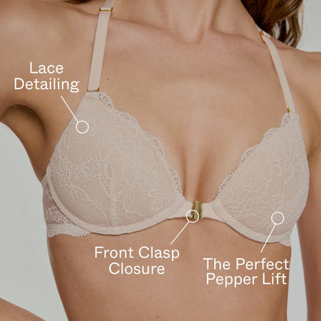 Lace Racerback Lift Up Bra Sand - Image 2